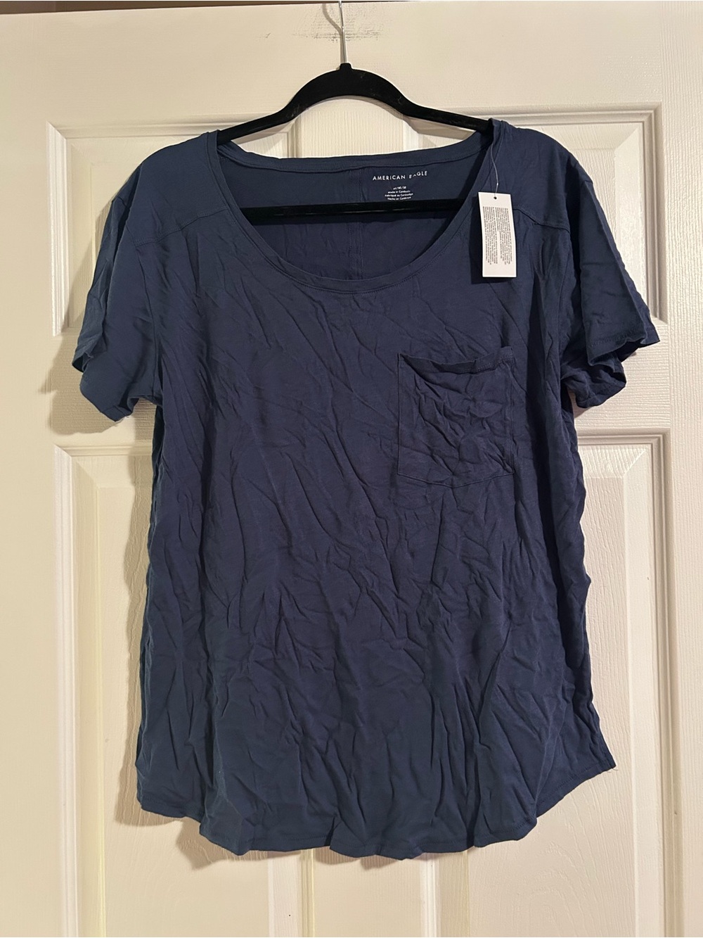 American Eagle Outfitters Navy Scoop Neck Pocket Tee